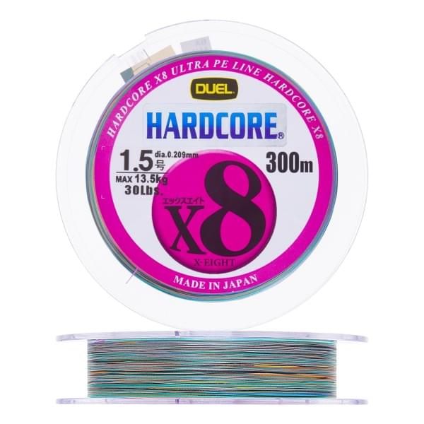 Плетеный шнур Duel PE Hardcore X8 300m 5Color-Yellow marking #1,5 (0,209мм) 13,5kg
