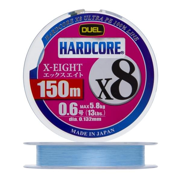 Плетеный шнур Duel PE Hardcore X8 150m Milky Blue #0,6 (0,132мм) 5,8kg