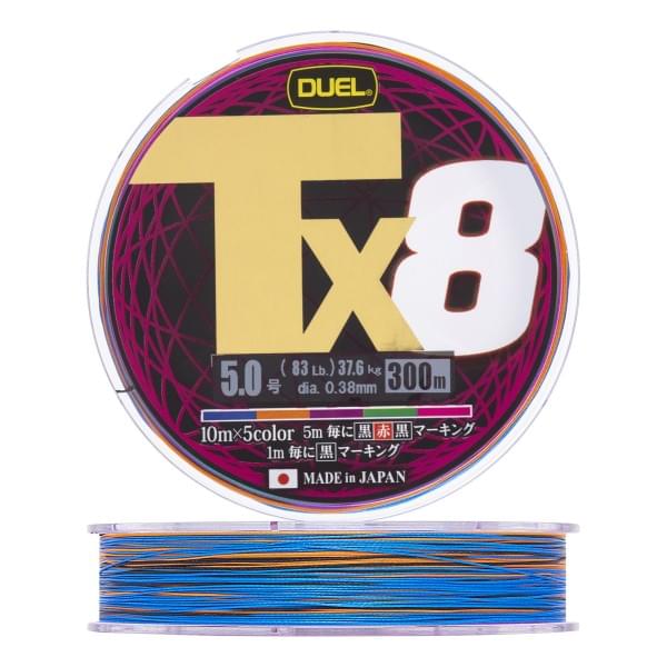 Плетеный шнур Duel PE Tx8 300m 5Color #5,0 (0,38мм) 37,6kg