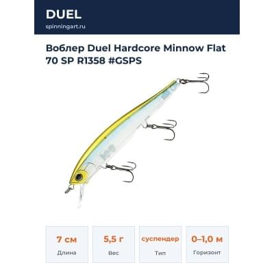 Воблер Duel Hardcore Minnow Flat 70 SP R1358 #GSPS
