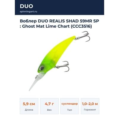 Воблер DUO REALIS SHAD 59MR SP : Ghost Mat Lime Chart (CCC3516)
