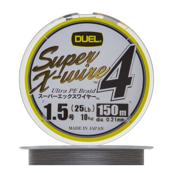 Плетеный шнур Duel PE Super X-Wire 4 150m Silver #1,5 (0,21мм) 10kg