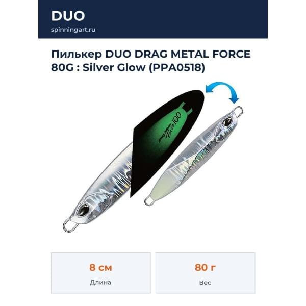 Пилькер DUO DRAG METAL FORCE 80G : Silver Glow (PPA0518)