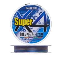 Плетеный шнур Duel PE Hardcore Super X4 200m 5Color #0,8 (0,15мм) 6,4kg