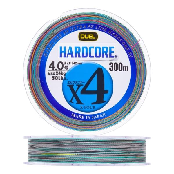 Плетеный шнур Duel PE Hardcore X4 300m 5Color-Yellow marking #4,0 (0,342мм) 24,0kg
