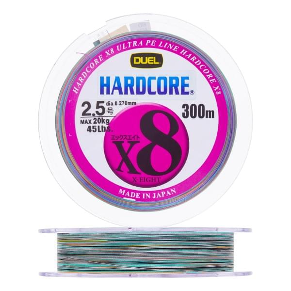 Плетеный шнур Duel PE Hardcore X8 300m 5Color-Yellow marking #2,5 (0,270мм) 20,0kg
