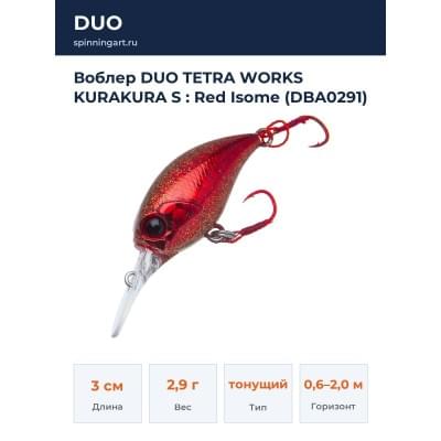 Воблер DUO TETRA WORKS KURAKURA S : Red Isome (DBA0291)