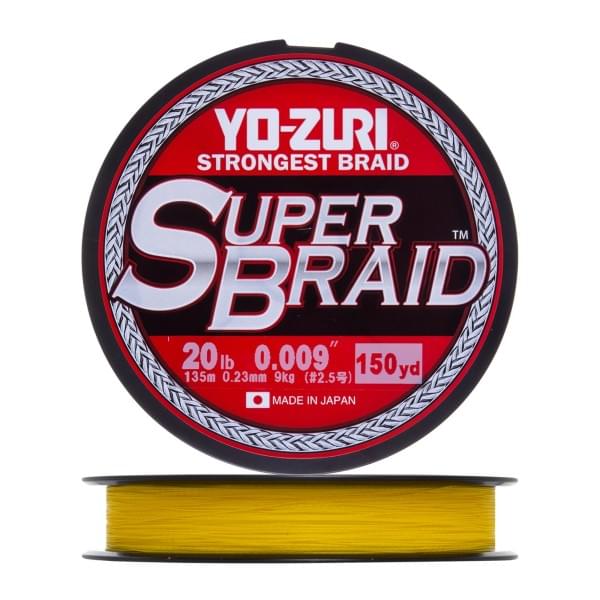 Плетеный шнур Yo-Zuri PE Superbraid 135m Yellow (0,23мм) 20lbs