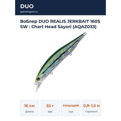 Воблер DUO REALIS JERKBAIT 160S SW : Chart Head Sayori (AQAZ033)