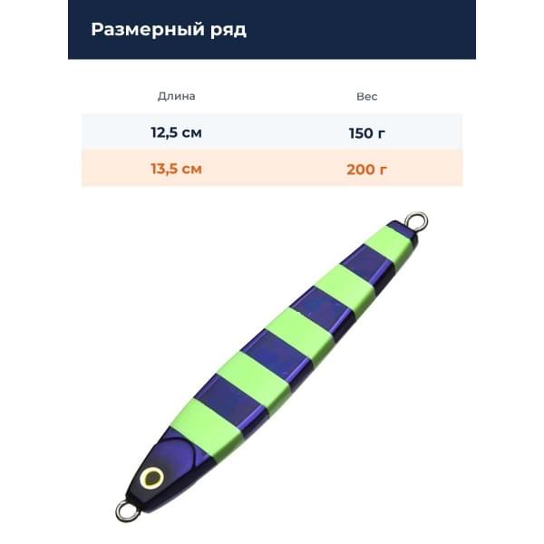 Блесна пилькер Yo-Zuri Blanka Special Zebra 200гр F1119-ZLDP (без крючка)