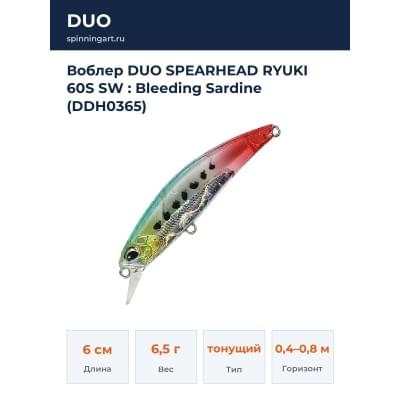 Воблер DUO SPEARHEAD RYUKI 60S SW : Bleeding Sardine (DDH0365)