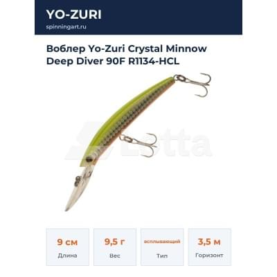 Воблер Yo-Zuri Crystal Minnow Deep Diver 90F R1134-HCL