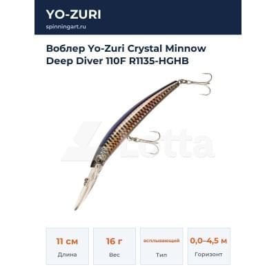 Воблер Yo-Zuri Crystal Minnow Deep Diver 110F R1135-HGHB