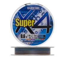 Плетеный шнур Duel PE Hardcore Super X4 200m 5Color #0,6 (0,13мм) 5,4kg