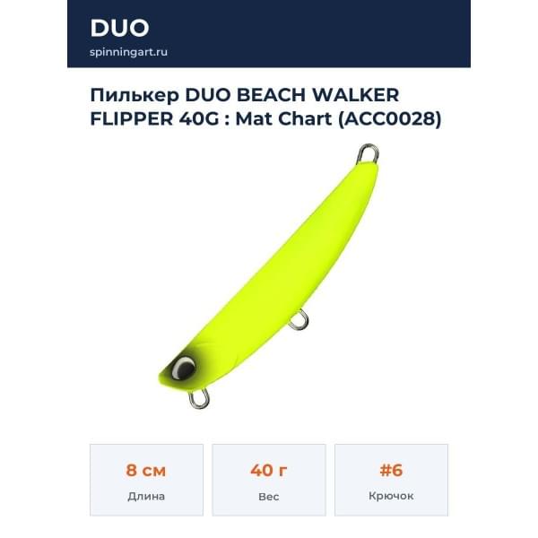 Пилькер DUO BEACH WALKER FLIPPER 40G : Mat Chart (ACC0028)
