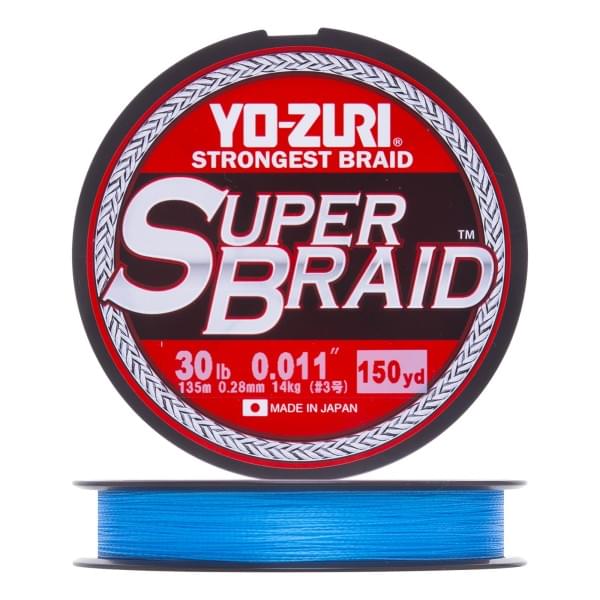 Плетеный шнур Yo-Zuri PE Superbraid 135m Blue (0,28мм) 30lbs