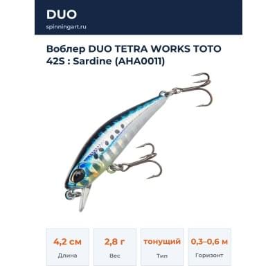 Воблер DUO TETRA WORKS TOTO 42S : Sardine (AHA0011)