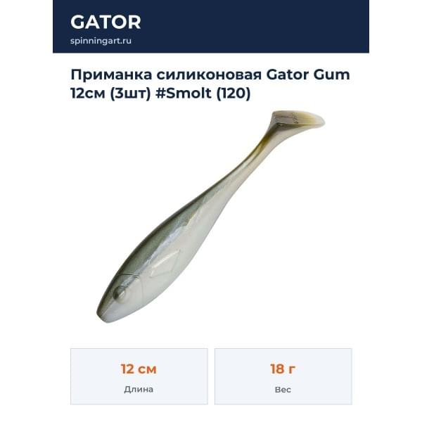 Приманка силиконовая Gator Gum 12см (3шт) #Smolt (120)