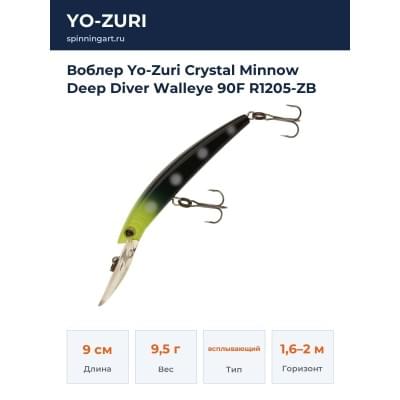 Воблер Yo-Zuri Crystal Minnow Deep Diver Walleye 90F R1205-ZB