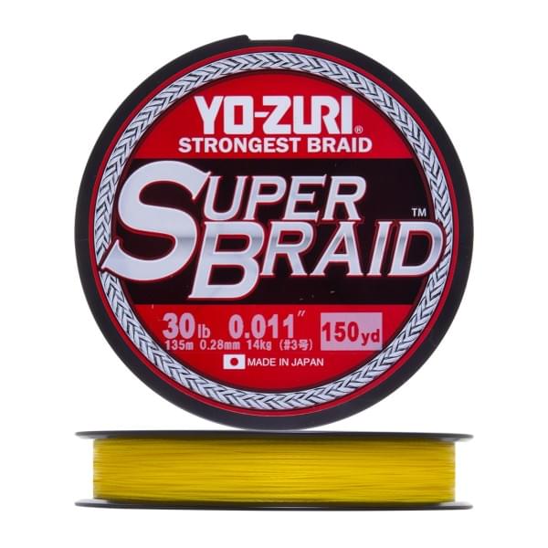Плетеный шнур Yo-Zuri PE Superbraid 135m Yellow (0,28мм) 30lbs