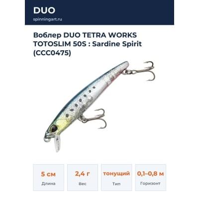 Воблер DUO TETRA WORKS TOTOSLIM 50S : Sardine Spirit (CCC0475)