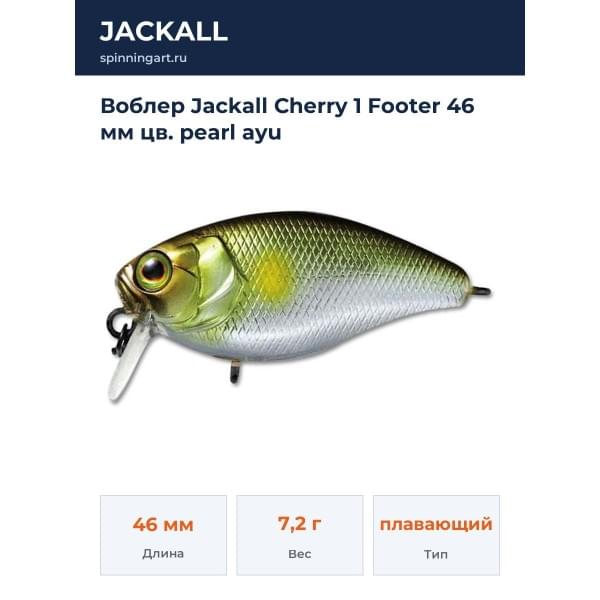 Воблер Jackall Cherry 1 Footer 46 мм цв. pearl ayu