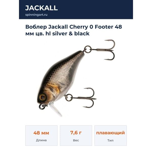 Воблер Jackall Cherry 0 Footer 48 мм цв. hl silver & black