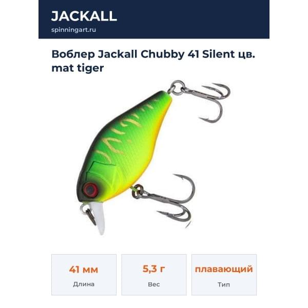 Воблер Jackall Chubby 41 Silent цв. mat tiger