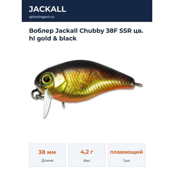 Воблер Jackall Chubby 38F SSR цв. hl gold & black