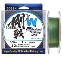 Шнур плетёный Gosen 4PE W Braid 300м Green #1 (12Lb/5,6кг)