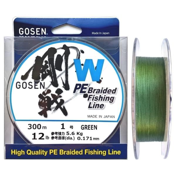 Шнур плетёный Gosen 4PE W Braid 300м Green #1 (12Lb/5,6кг)