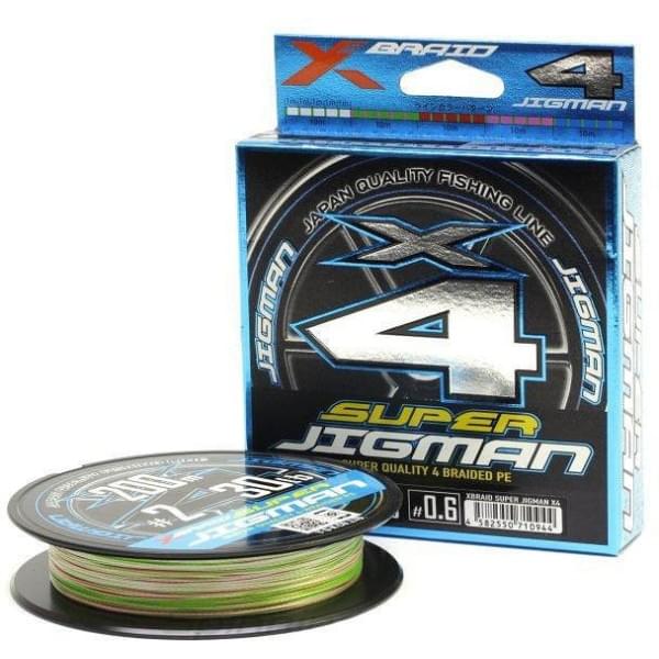 Шнур X-Braid Super Jigman PE X4 200m multicolor #0.8 14lb 0.148mm 6.3kg