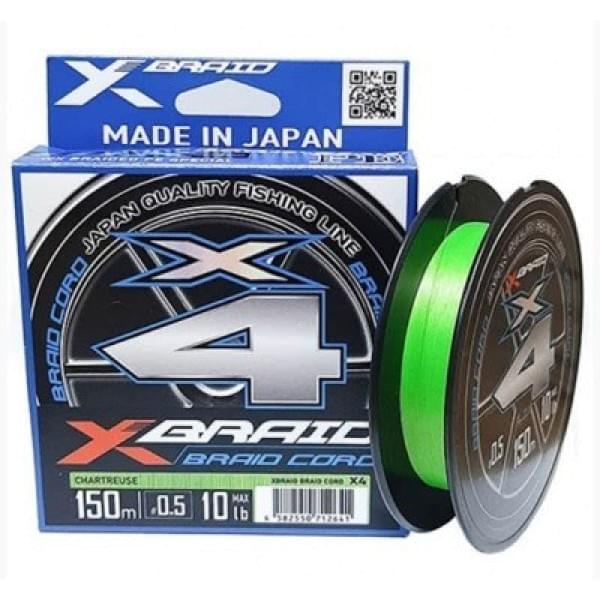 Шнур X-Braid Braid Cord PE X4 150m chartreuse #0.8 14lb 0.148mm 6.3kg