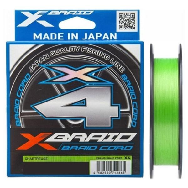 Шнур X-Braid Braid Cord PE X4 150m chartreuse #1.2 20lb 0.185mm 9.1kg
