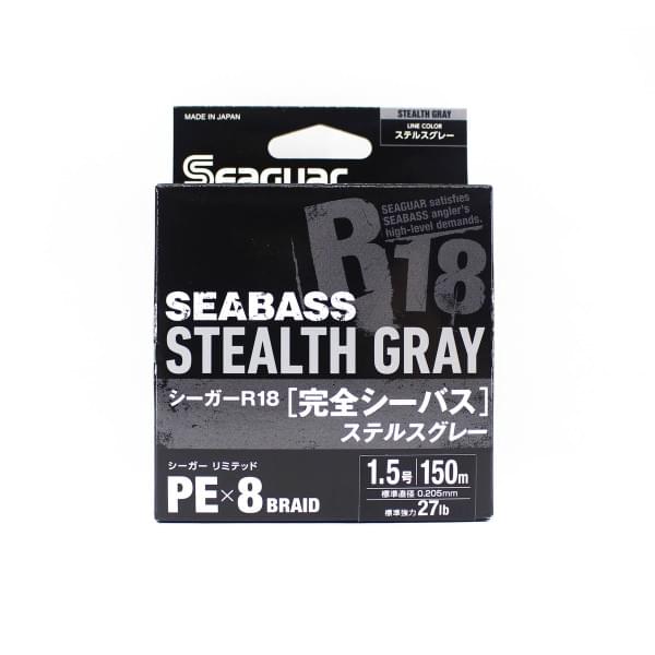 Шнур Seaguar Kureha PE X8 R18 Seabass Stealth Gray 150m #1.5 27lb 0.205m 12.2kg