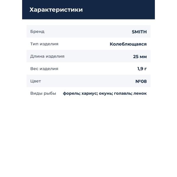 Блесна Smith Essential 25мм. 1,9гр. №08