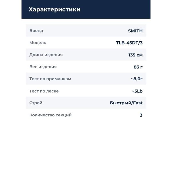 Спиннинг Smith Lag Less TLB-45DT/3