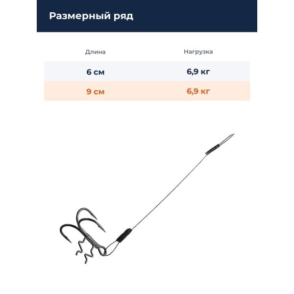 Оснастка стингер BKK Assist Spear Stinger-7X7 Wire (Zander - 9cm, 7kg, 0.36mm) (A-EU-1432) - 4# (2шт