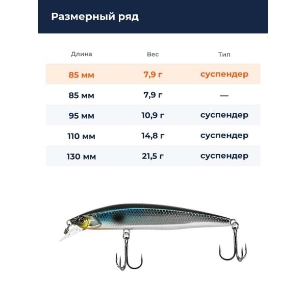 Воблер Jackall Rerange 85 SP цв. hl bora silver & black