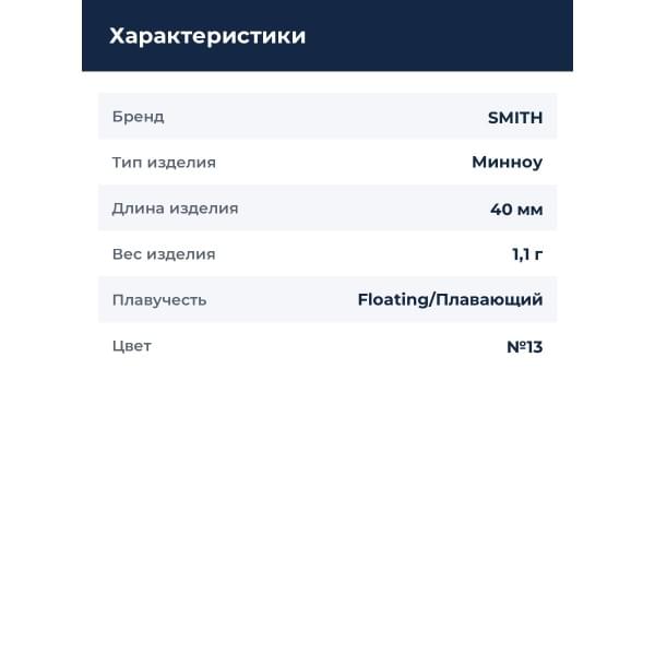 Воблер Smith Still Area T2 40мм. 1,1гр. №13