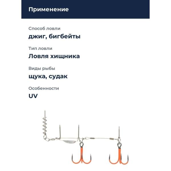 Оснастка стингер BKK BB Trigger 21-UVO (Stinger Rig) (A-EU-0120) #2/0 (1шт)