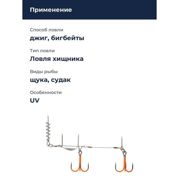 Оснастка стингер BKK BB Trigger 21-UVO (Stinger Rig) (A-EU-0121) #3/0 (1шт)