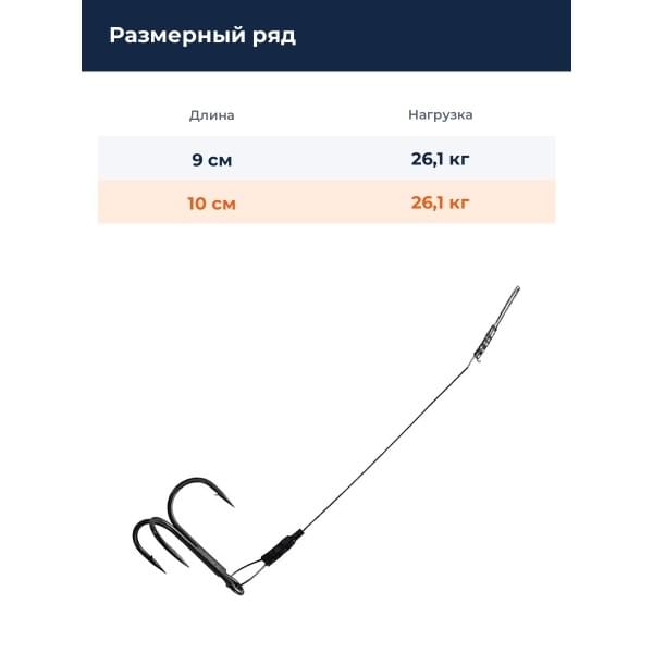Оснастка стингер BKK Spear Stinger HD-7X7 Wire (Pike - 10cm, 26kg, 0.7mm) (A-EU-0661) 1# (2шт)