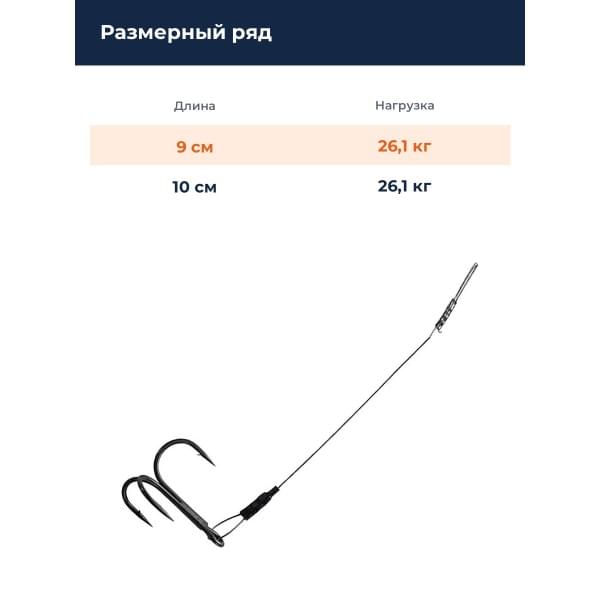 Оснастка стингер BKK Spear Stinger HD-7X7 Wire (Pike - 9cm, 26kg, 0.7mm) (A-EU-0655) 2# (2шт)