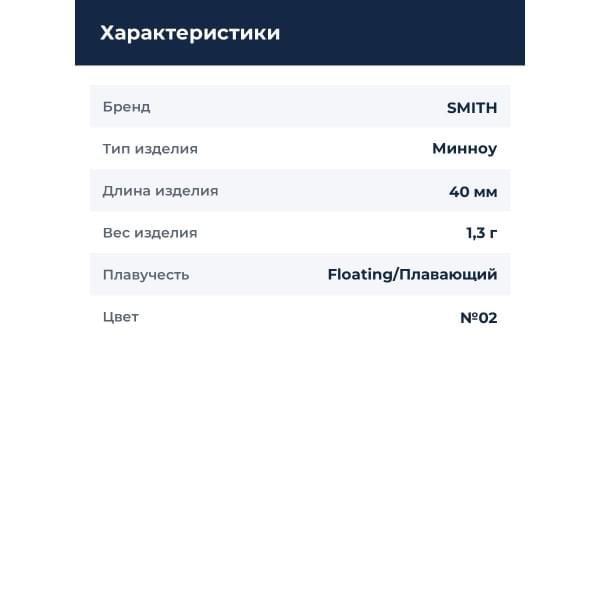 Воблер Smith Still Area Tune 40мм. 1,3гр. №02