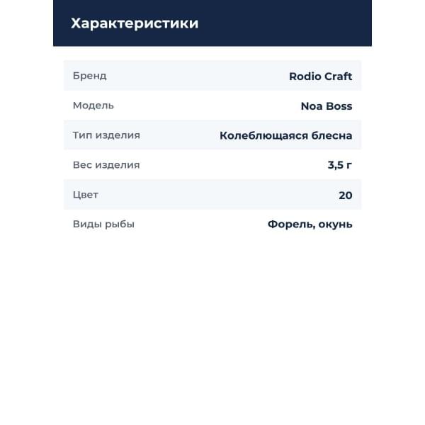 Блесна Rodio Craft Noa Boss 3,5 гр. #20