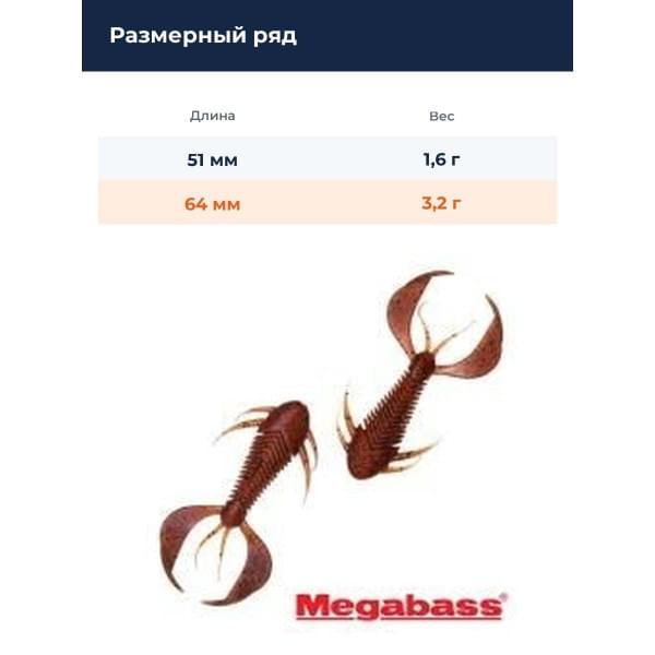 Мягкие приманки Megabass Rock Hog 2.5 ebimiso red flake 7шт