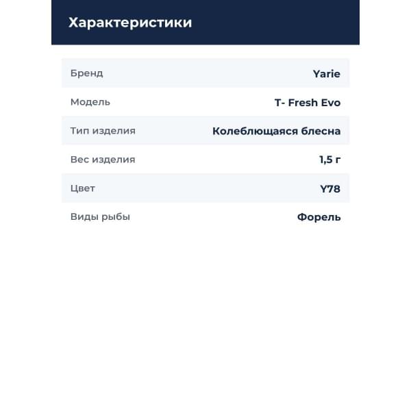 Блесна Yarie T- Fresh Evo Limited 1,5 гр. #Y78