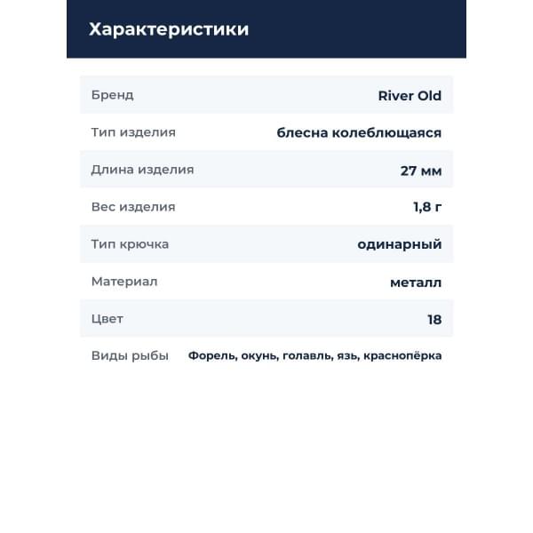 Блесна колеблющаяся River Old Vespa 1,8 г цв. 18