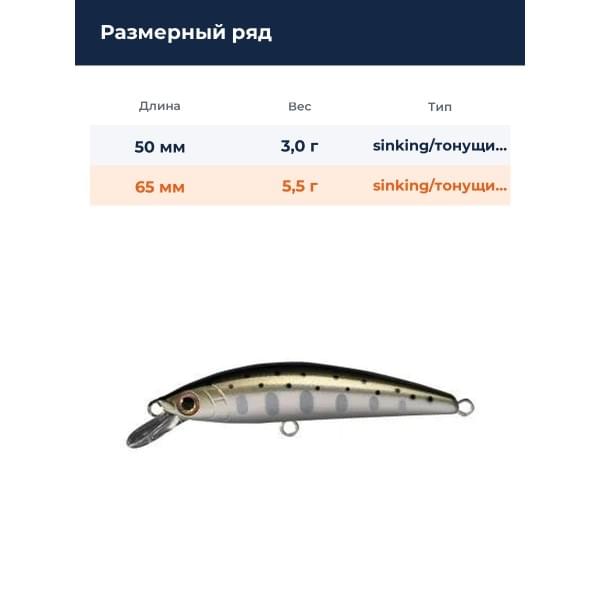 Воблер Smith Troutin Wavy 65S 65мм. 5,5гр. №01